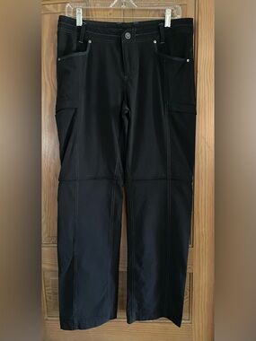 Kuhl Anika Convertible Pants/ Shorts Soft Shell, Black w Blue Trim, Size 12
